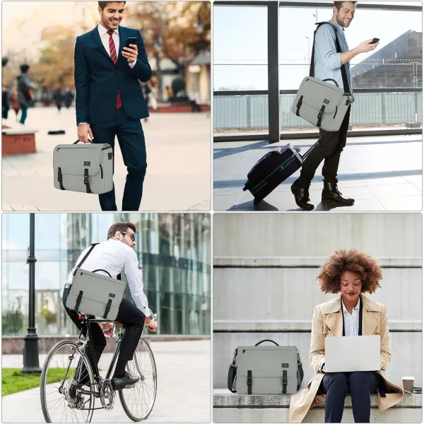 imageMATEIN Messenger Bag for Men Briefcases Lightweight Mens Laptop Bag 173 inch Water Resistant Crossbody Satchel Bags Computer Work Office Bag with Shoulder Strap BrownGrey