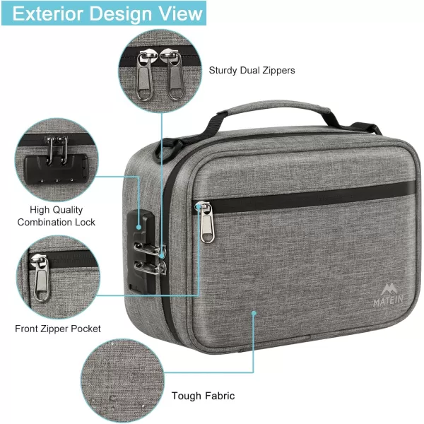imageMATEIN Smell Proof Bag Odor Proof Bags Stash Box Container with Combination Lock Travel Storage Case with Detachable Shoulder Strap Scent Proof Bag Gifts for Men ampamp WomenGrey