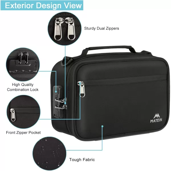 imageMATEIN Smell Proof Bag Odor Proof Bags Stash Box Container with Combination Lock Travel Storage Case with Detachable Shoulder Strap Scent Proof Bag Gifts for Men ampamp WomenBlack