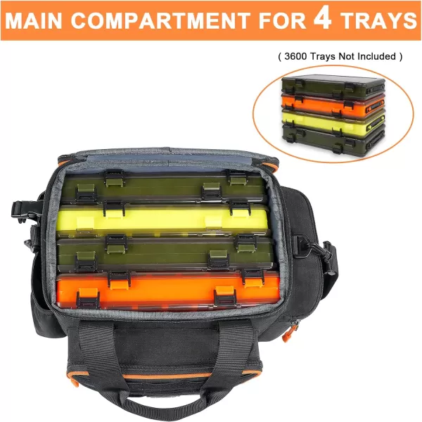 imageMATEIN Tackle Bag with Cooler ampamp Rod Holder Fishing Gifts for Men Unique Saltwater Resistant Waterproof Fishing Tackle Storage Carrying Case with Shoulder Strap for Trays and Fish Gear Black
