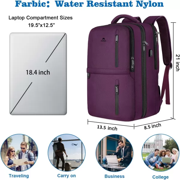 imageMATEIN Travel Backpacks for Women Flight Approved 17 Inch Carry on Luggage Backpack with USB Charge Port 40L Laptop Backpack Daypack Business College Overnight Weekender Light PurplePurple