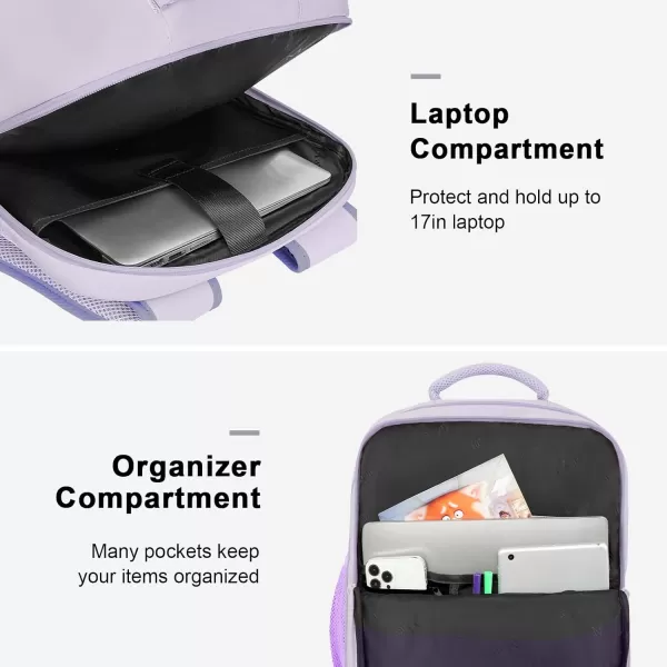 imageMATEIN Travel Backpacks for Women Flight Approved 17 Inch Carry on Luggage Backpack with USB Charge Port 40L Laptop Backpack Daypack Business College Overnight Weekender Light PurpleLight Purple