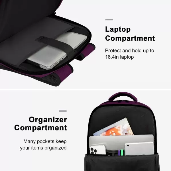 imageMATEIN Travel Backpacks for Women Flight Approved 17 Inch Carry on Luggage Backpack with USB Charge Port 40L Laptop Backpack Daypack Business College Overnight Weekender Light PurplePurple