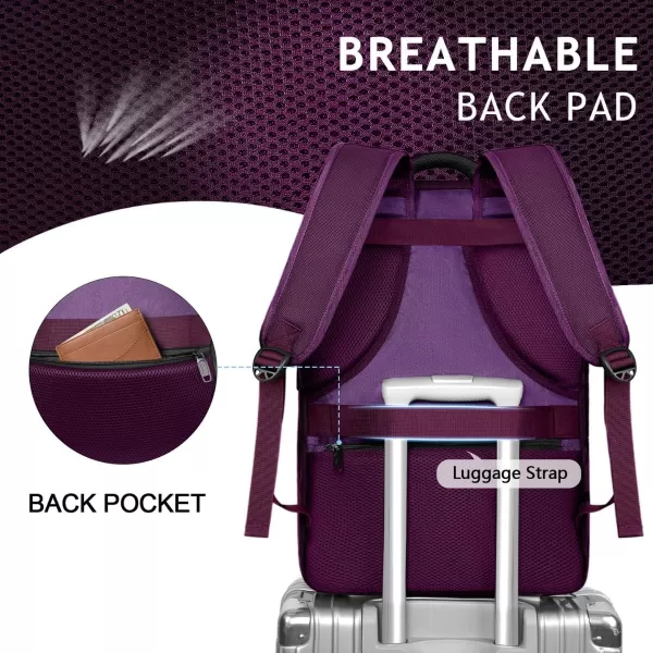 imageMATEIN Travel Backpacks for Women Flight Approved 17 Inch Carry on Luggage Backpack with USB Charge Port 40L Laptop Backpack Daypack Business College Overnight Weekender Light PurplePurple