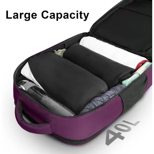 imageMATEIN Travel Backpacks for Women Flight Approved 17 Inch Carry on Luggage Backpack with USB Charge Port 40L Laptop Backpack Daypack Business College Overnight Weekender Light PurplePurple