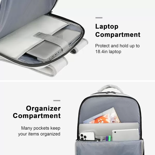 imageMATEIN Travel Backpacks for Women Flight Approved 17 Inch Carry on Luggage Backpack with USB Charge Port 40L Laptop Backpack Daypack Business College Overnight Weekender Light PurpleGray