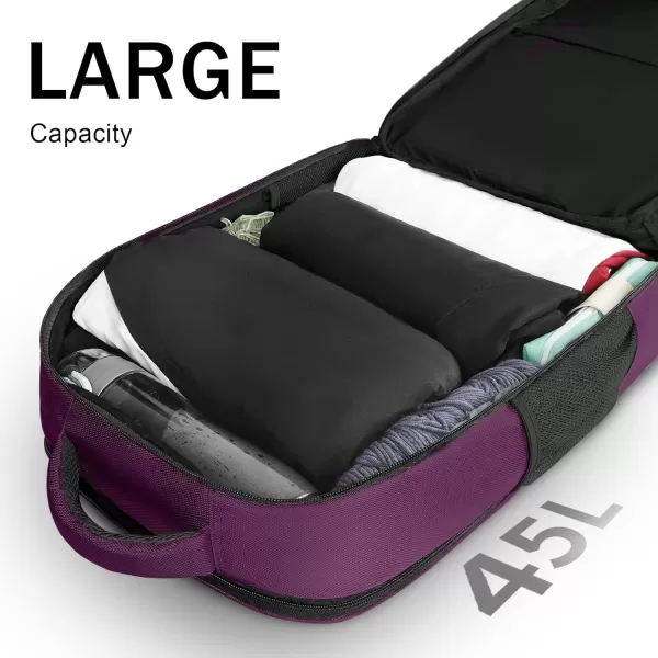 imageMATEIN Travel Backpacks for Women Flight Approved 17 Inch Carry on Luggage Backpack with USB Charge Port 40L Laptop Backpack Daypack Business College Overnight Weekender Light PurplePurple