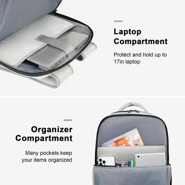 imageMATEIN Travel Backpacks for Women Flight Approved 17 Inch Carry on Luggage Backpack with USB Charge Port 40L Laptop Backpack Daypack Business College Overnight Weekender Light PurpleGray