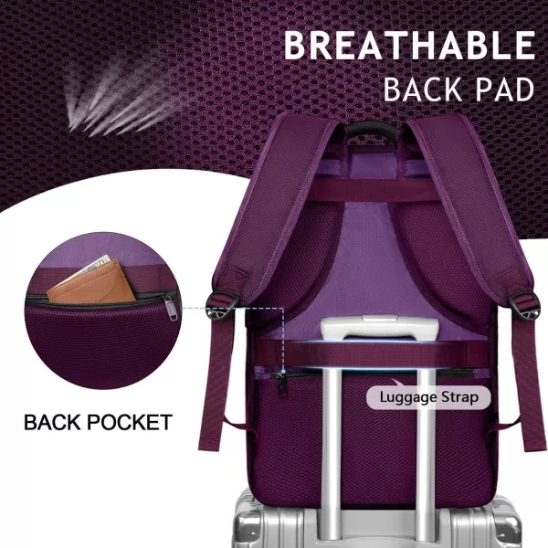 imageMATEIN Travel Backpacks for Women Flight Approved 17 Inch Carry on Luggage Backpack with USB Charge Port 40L Laptop Backpack Daypack Business College Overnight Weekender Light PurplePurple