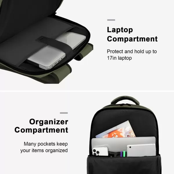 imageMATEIN Travel Backpacks for Women Flight Approved 17 Inch Carry on Luggage Backpack with USB Charge Port 40L Laptop Backpack Daypack Business College Overnight Weekender Light PurpleGreen