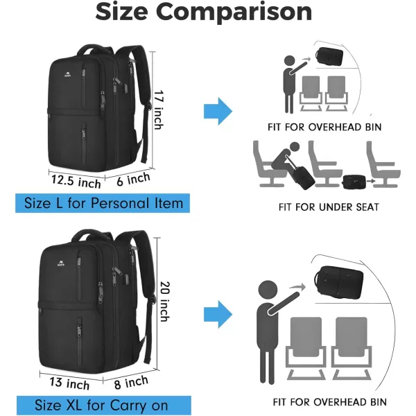 imageMATEIN Travel Backpacks for Women Flight Approved 17 Inch Carry on Luggage Backpack with USB Charge Port 40L Laptop Backpack Daypack Business College Overnight Weekender Light PurpleBlack