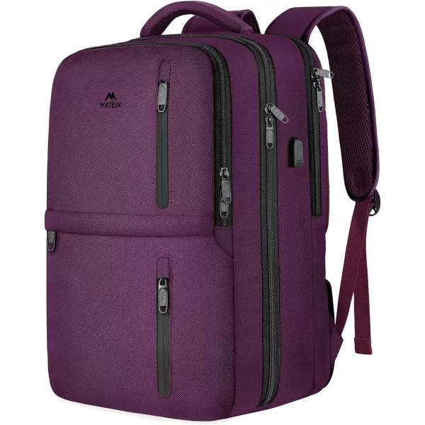imageMATEIN Travel Backpacks for Women Flight Approved 17 Inch Carry on Luggage Backpack with USB Charge Port 40L Laptop Backpack Daypack Business College Overnight Weekender Light PurplePurple