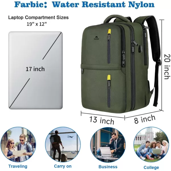 imageMATEIN Travel Backpacks for Women Flight Approved 17 Inch Carry on Luggage Backpack with USB Charge Port 40L Laptop Backpack Daypack Business College Overnight Weekender Light PurpleGreen