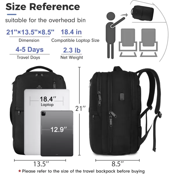 imageMATEIN Travel Backpacks for Women Flight Approved 17 Inch Carry on Luggage Backpack with USB Charge Port 40L Laptop Backpack Daypack Business College Overnight Weekender Light PurpleBlack
