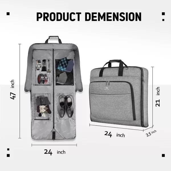imageMATEIN Travel Garment Bag Large Convertible Carry On Suit Bag with Adjustable Shoulder Strap Waterproof 2 in 1 Hanging Luggage Bag for Men Women Foldable suitcase for Business Trips GreenGrey