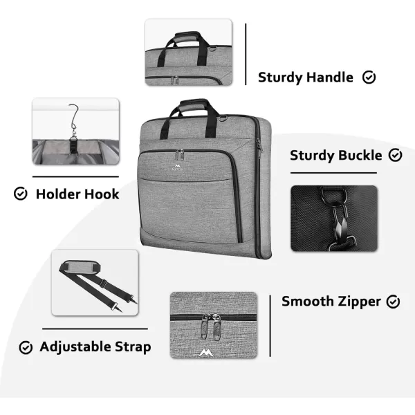 imageMATEIN Travel Garment Bag Large Convertible Carry On Suit Bag with Adjustable Shoulder Strap Waterproof 2 in 1 Hanging Luggage Bag for Men Women Foldable suitcase for Business Trips GreenGrey