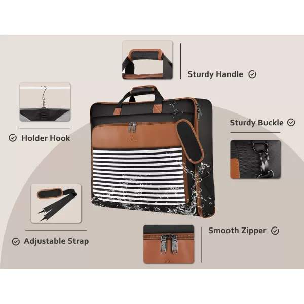 imageMATEIN Travel Garment Bag Large Convertible Carry On Suit Bag with Adjustable Shoulder Strap Waterproof 2 in 1 Hanging Luggage Bag for Men Women Foldable suitcase for Business Trips GreenBlack Stripe