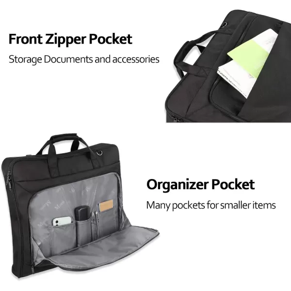 imageMATEIN Travel Garment Bag Large Convertible Carry On Suit Bag with Adjustable Shoulder Strap Waterproof 2 in 1 Hanging Luggage Bag for Men Women Foldable suitcase for Business Trips GreenBlack