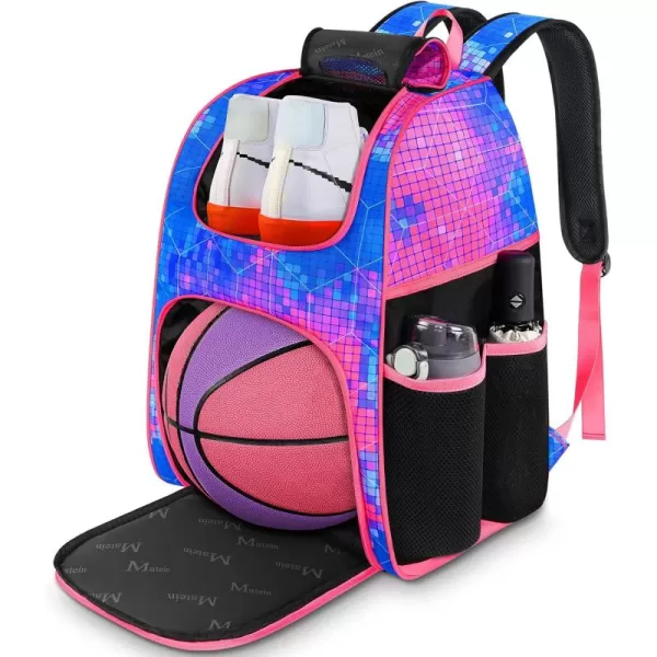 imageMATEIN Basketball Bag Sturdy Soccer Bag with Ball Holder ampamp Shoe Compartment Large Basketball Backpack for Training Equipment Water Resistant Sports Ball Bags Fits Volleyball Football ColorfulPink