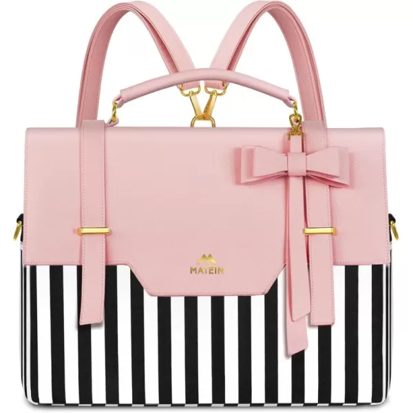 imageMATEIN Briefcase for Women 156 Inch Convertible Laptop Briefcase Backpack with Bow Cute Kawaii Computer Messenger Crossbody Laptop Tote Bag Carrying Case Gift for College Work Travel 3 in 1 Pink