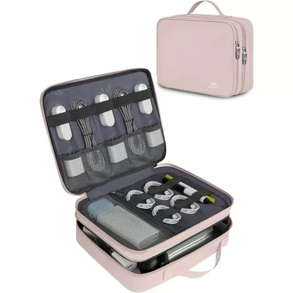 imageMATEIN Electronics Organizer Travel Case Water Resistant Cable Organizer Bag for Travel Essentials Tech Gifts for Men Storage Bag as Accessories for Phone Cord Tablet BlackPink