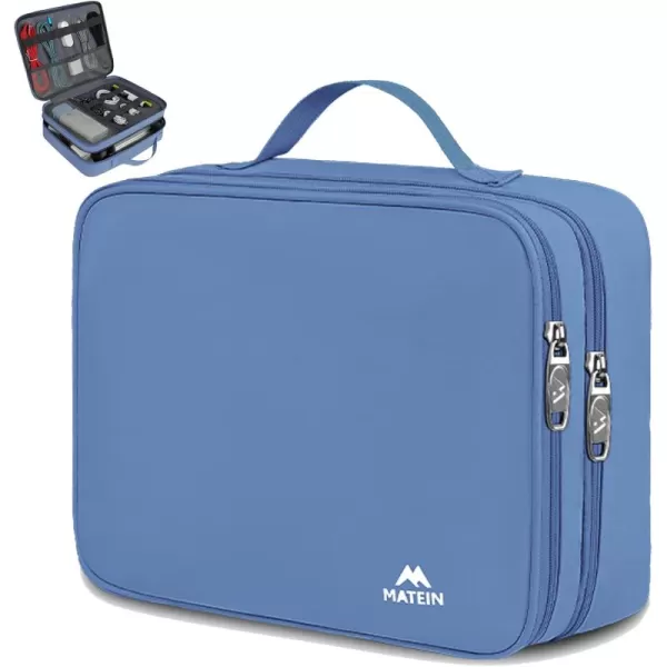 imageMATEIN Electronics Organizer Travel Case Water Resistant Cable Organizer Bag for Travel Essentials Tech Gifts for Men Storage Bag as Accessories for Phone Cord Tablet BlackBlue