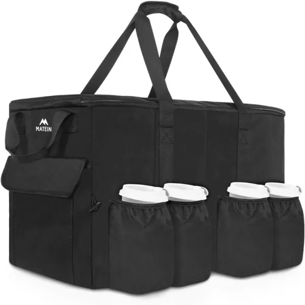 imageMATEIN Food Delivery Bag XXL  23x14x15 inches Water Resistant Large Insulated Hot ampamp Cooler Bags for Delivery with Cup Holders Pizza Warmer Carrying Case  Catering Bag for Food Deliveries BlackBlack