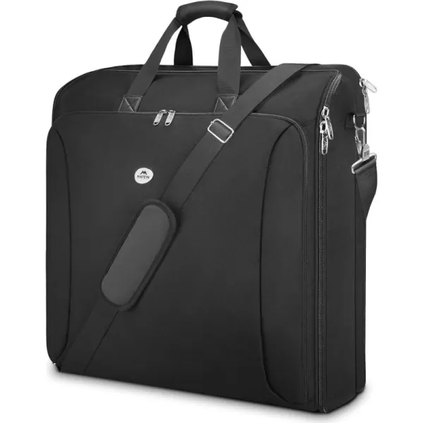 imageMATEIN Garment Bags for Travel Large Double Layer Suit Bags with Shoulder Strap for Men Women Foldable Carry On Garment Bags for Hanging Clothes Convertible Business Luggage Weekender Bags BlackBlack