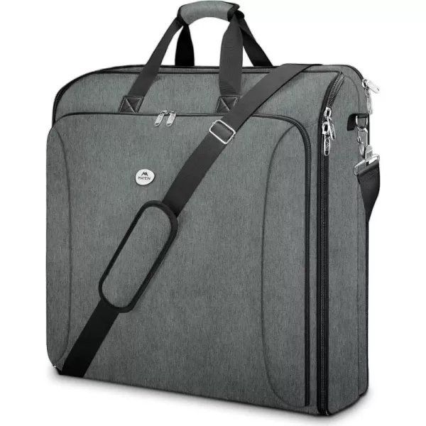 imageMATEIN Garment Bags for Travel Large Double Layer Suit Bags with Shoulder Strap for Men Women Foldable Carry On Garment Bags for Hanging Clothes Convertible Business Luggage Weekender Bags BlackGrey