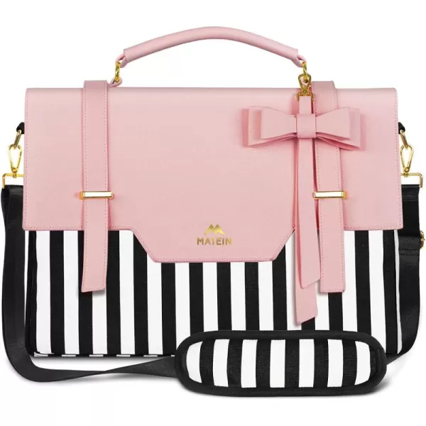 imageMATEIN Laptop Bag for Women 156 inch Slim Computer Briefcase Sleeve Case Lightweight Cute Girly Messenger Shoulder Carrying Work Tote Bag with Rfid Pocket Sister Gifts for School Girl Office PinkPink