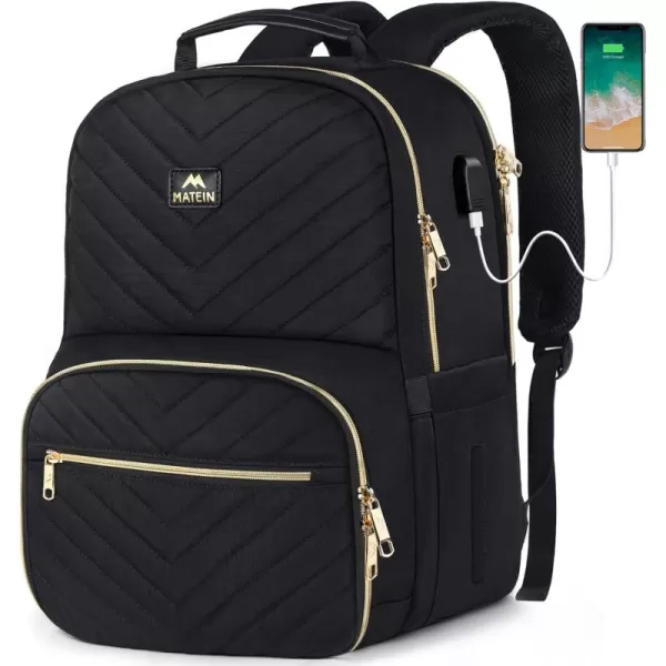 imageMATEIN Lunch Backpack for Women 156inch Laptop Work Backpack with Insulated Cooler Compartment Water Resistant Teacher Nurse Backpack with USB Port for College Picnic Camping Beaches Women GiftsBlack