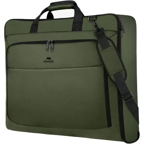 imageMATEIN Travel Garment Bag Large Convertible Carry On Suit Bag with Adjustable Shoulder Strap Waterproof 2 in 1 Hanging Luggage Bag for Men Women Foldable suitcase for Business Trips GreenGreen
