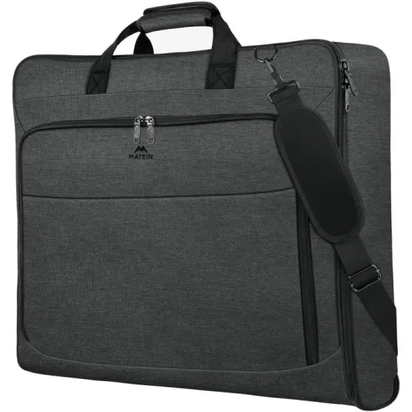 imageMATEIN Travel Garment Bag Large Convertible Carry On Suit Bag with Adjustable Shoulder Strap Waterproof 2 in 1 Hanging Luggage Bag for Men Women Foldable suitcase for Business Trips GreenDark Grey
