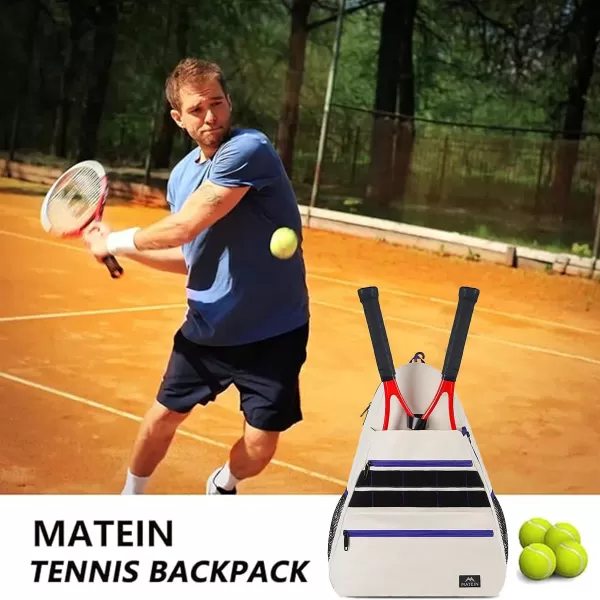 imageMATEIN Tennis Bag Tennis Racket Bags Large Tennis Backpack for Men ampamp Women with Shoe Compartment Hold 2 Rackets Waterproof Tennis Gifts BagBeige