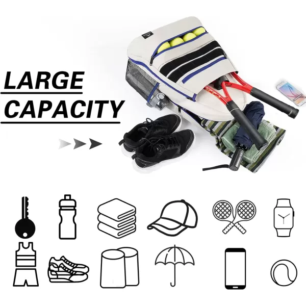 imageMATEIN Tennis Bag Tennis Racket Bags Large Tennis Backpack for Men ampamp Women with Shoe Compartment Hold 2 Rackets Waterproof Tennis Gifts BagBeige