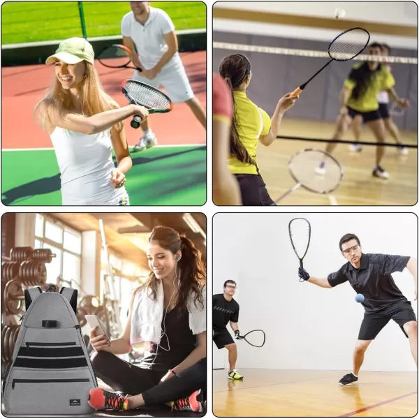 imageMATEIN Tennis Bag Tennis Racket Bags Large Tennis Backpack for Men ampamp Women with Shoe Compartment Hold 2 Rackets Waterproof Tennis Gifts BagGrey