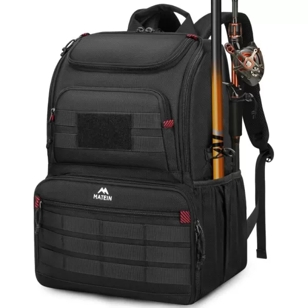 imageMATEIN Fishing Backpack Tackle Box Water Resistant Tackle Backpack Fishing Bags with Cooler ampamp Rod Holders Large Fishing Tackle Bag Storage Fishing Gear Accessories Fishing Gifts for Men Black