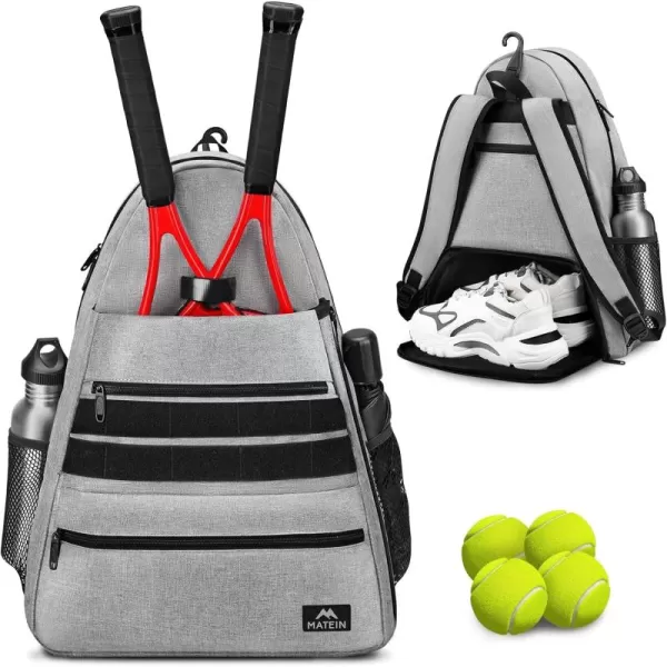 imageMATEIN Tennis Bag Tennis Racket Bags Large Tennis Backpack for Men ampamp Women with Shoe Compartment Hold 2 Rackets Waterproof Tennis Gifts BagGrey