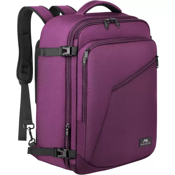 imageMATEIN Carry on Backpack for Women 40L Heavy Duty Travel Backpack Airplane Approved Expandable Simple Fashion Backpack Frequent Traveler Gifts Light PurplePurple