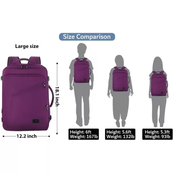 imageMATEIN Carry on Backpack for Women 40L Heavy Duty Travel Backpack Airplane Approved Expandable Simple Fashion Backpack Frequent Traveler Gifts Light PurplePurple
