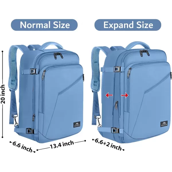 imageMATEIN Carry on Backpack for Women 40L Heavy Duty Travel Backpack Airplane Approved Expandable Simple Fashion Backpack Frequent Traveler Gifts Light PurpleLight Blue