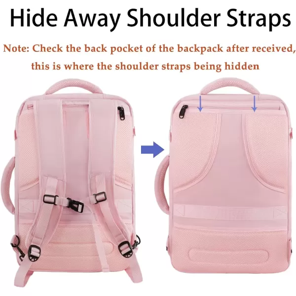 imageMATEIN Carry on Backpack for Women 40L Heavy Duty Travel Backpack Airplane Approved Expandable Simple Fashion Backpack Frequent Traveler Gifts Light PurplePink