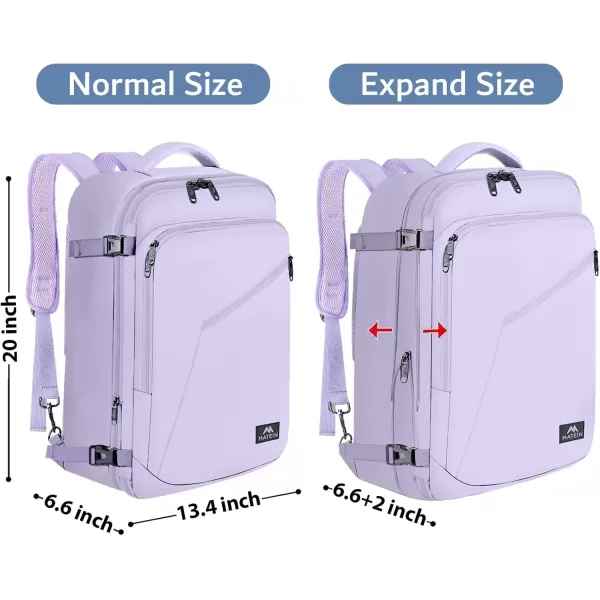 imageMATEIN Carry on Backpack for Women 40L Heavy Duty Travel Backpack Airplane Approved Expandable Simple Fashion Backpack Frequent Traveler Gifts Light PurpleLight Purple