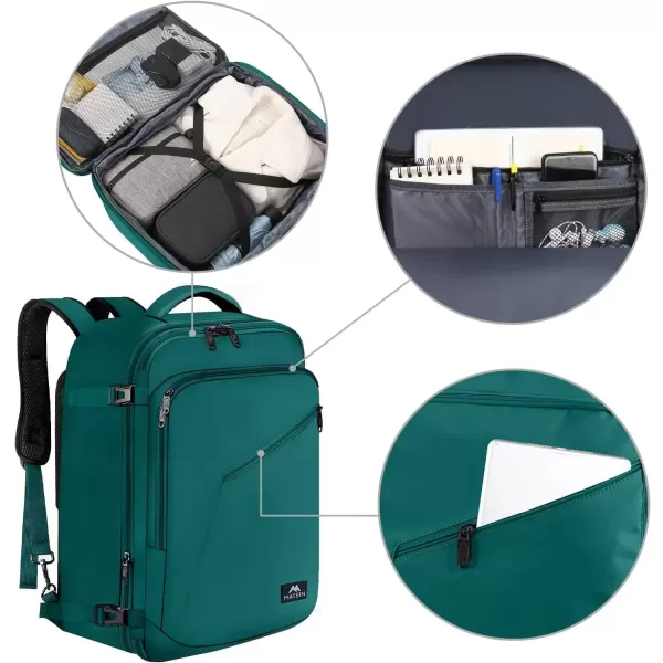 imageMATEIN Carry on Backpack for Women 40L Heavy Duty Travel Backpack Airplane Approved Expandable Simple Fashion Backpack Frequent Traveler Gifts Light PurplePeacock Blue