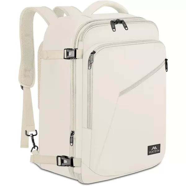 imageMATEIN Carry on Backpack for Women 40L Heavy Duty Travel Backpack Airplane Approved Expandable Simple Fashion Backpack Frequent Traveler Gifts Light PurpleLight Beige