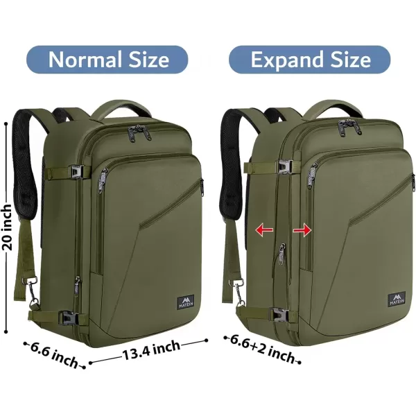 imageMATEIN Carry on Backpack for Women 40L Heavy Duty Travel Backpack Airplane Approved Expandable Simple Fashion Backpack Frequent Traveler Gifts Light PurpleOlive Green