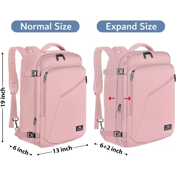 imageMATEIN Carry on Backpack for Women 40L Heavy Duty Travel Backpack Airplane Approved Expandable Simple Fashion Backpack Frequent Traveler Gifts Light PurplePink
