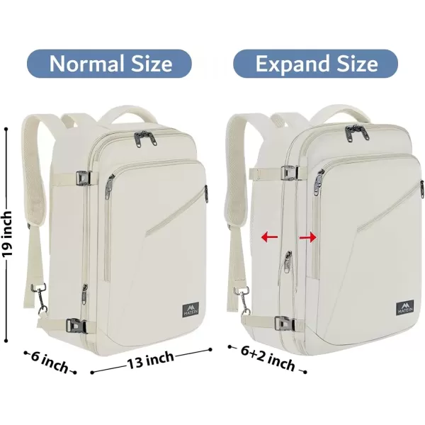 imageMATEIN Carry on Backpack for Women 40L Heavy Duty Travel Backpack Airplane Approved Expandable Simple Fashion Backpack Frequent Traveler Gifts Light PurpleLight Beige