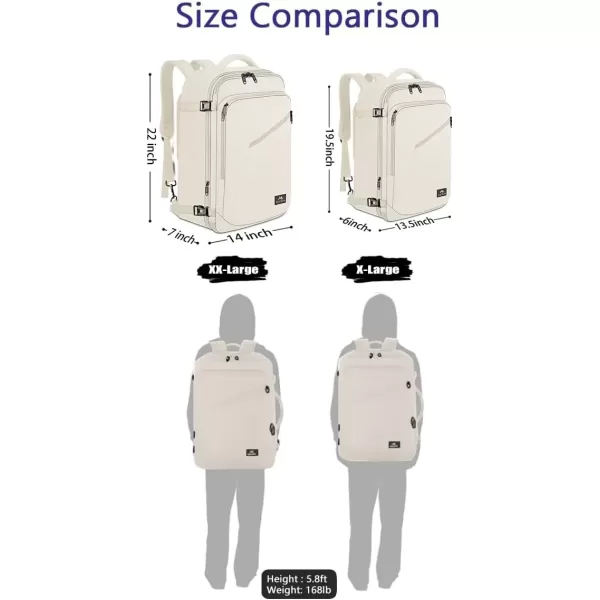 imageMATEIN Carry on Backpack for Women 40L Heavy Duty Travel Backpack Airplane Approved Expandable Simple Fashion Backpack Frequent Traveler Gifts Light PurpleLight Beige