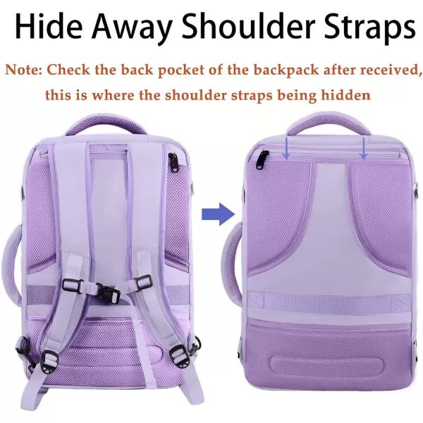 imageMATEIN Carry on Backpack for Women 40L Heavy Duty Travel Backpack Airplane Approved Expandable Simple Fashion Backpack Frequent Traveler Gifts Light PurpleLight Purple